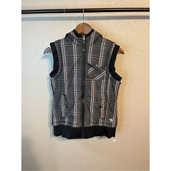 Mountain Hardwear Vest Women's Small Plaid Gray Black Gorpcore Outdoors - Picture 1 of 7